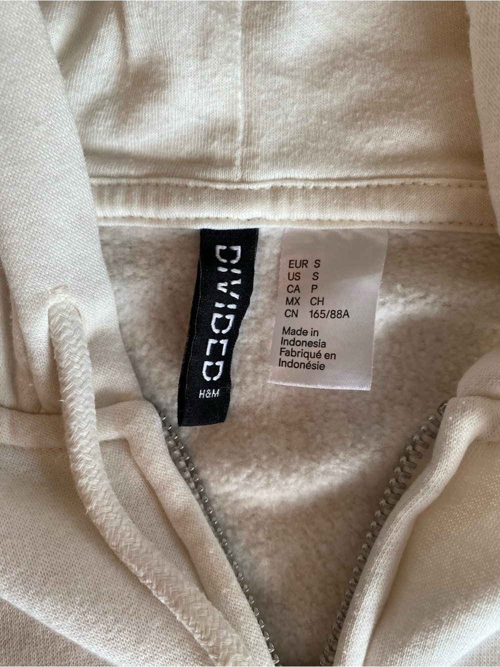 H&M Divided Off-White Fleece-Lined Zip Hoodie - Picture 2 of 4